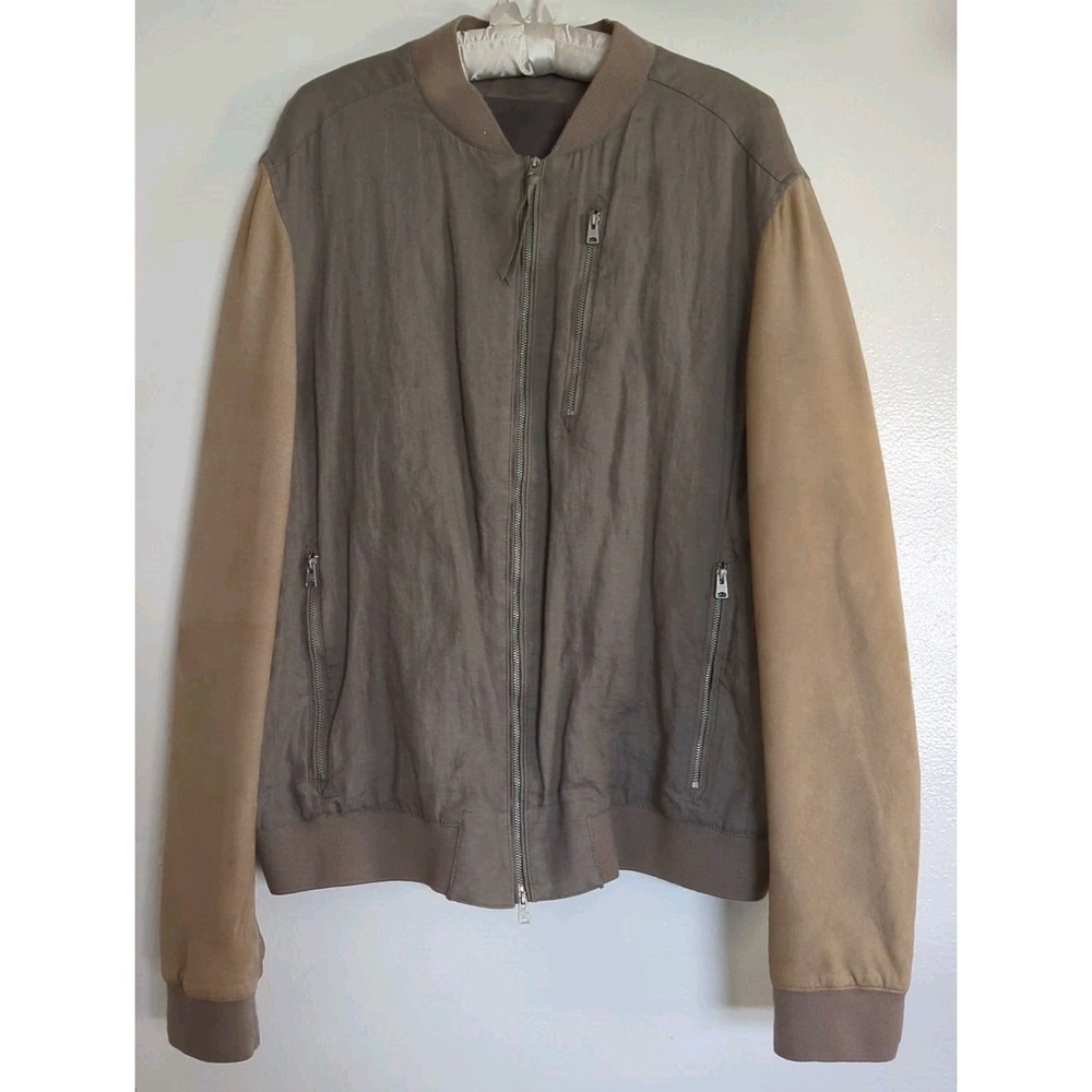 AllSaints Kemble Suede Bomber Jacket Men Brown XXL,